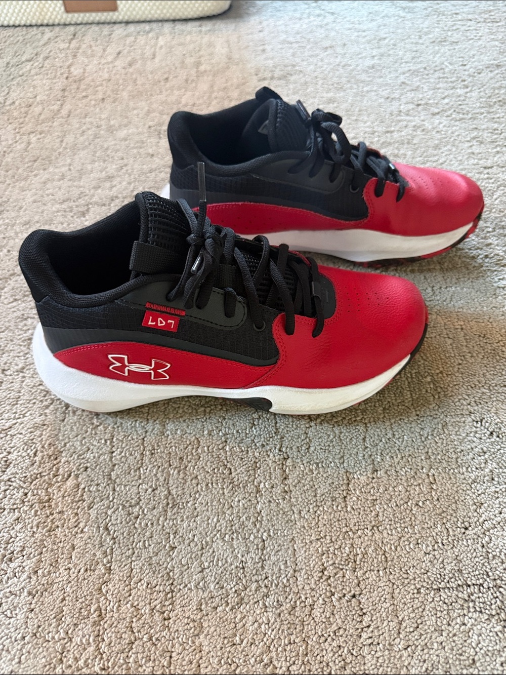 Under Armour Red and Black Kids' Basketball Sneakers